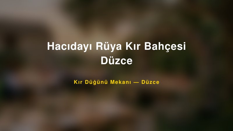 Hacıdayı Rüya Kır Bahçesi Düzce Düzce Kır Düğünü Mekanı