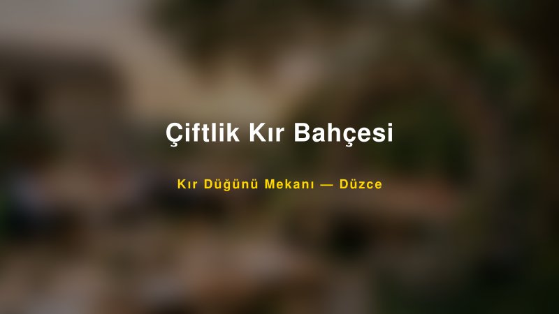 Çiftlik Kır Bahçesi Düzce Kır Düğünü Mekanı